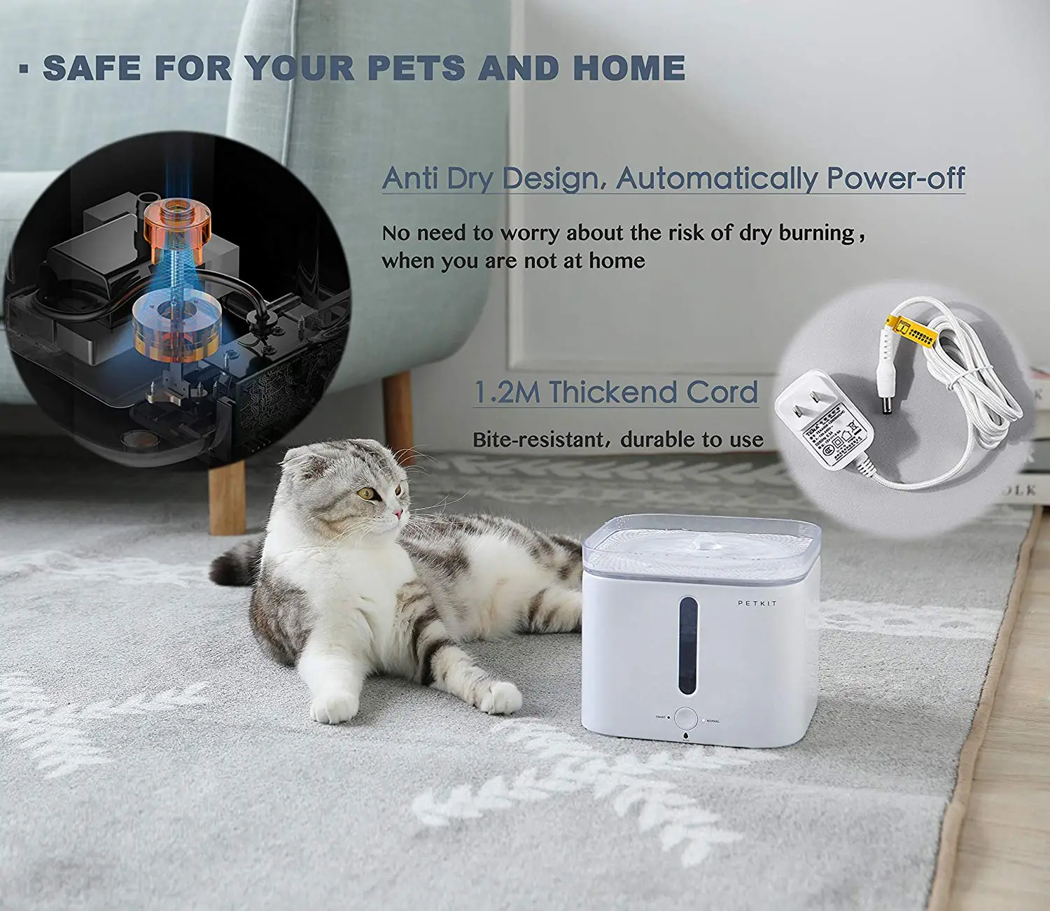 PETKIT Gen.2 Smart Drinking Pet Water Fountain with water purification and heating function