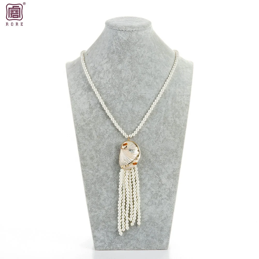 

Vintage Art Deco Necklace For Women, Fashion Gold Seashell Pearl Tassel Necklace