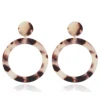 Free Shippings 44mm Leopard Print Plate Drop Dangle Round Earrings for Women Girls Cheap Jewelry Pierced Earring