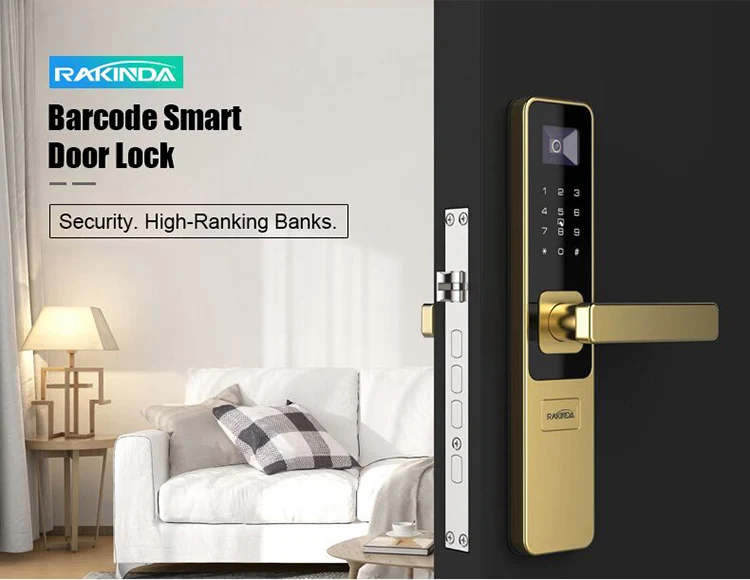 Smart Wireless Wifi Remote Control Smart Door Lock Supports Key, QR Code, IC Card and Password