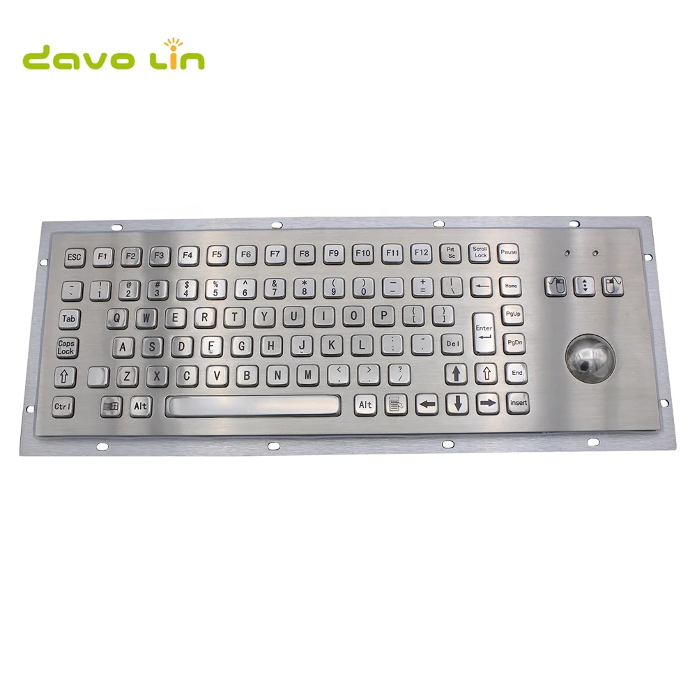 

IP65 Kiosk Metal Industrial Keyboard With Trackball Stainless Steel USB Keypad Metal Rugged Keyboard For Self Service Kiosk