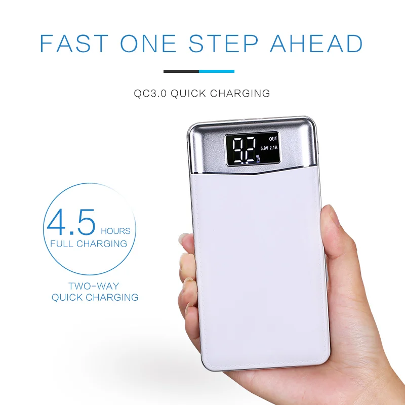 Get free samples 10000mAh white leather powerbank restaurant quick charge 3.0 for iphone power case KC-379