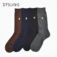 

Custom Logo British Style National Tube Socks Men Business Classic Four Solid Color Patterned Mid Calf Socks