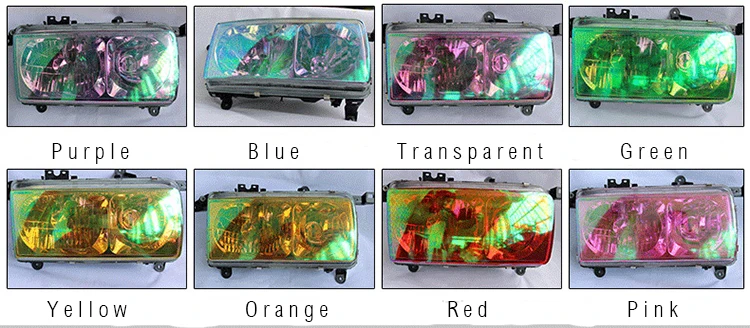 Carlas Fashionable 0.3*10m chameleon headlight tint film with purple/pink/blue/black/green/orange for car lamp wrap