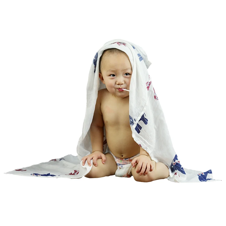 Wholesale 100% Organic Cotton Printed Newborn Fabric Wrap Blanket 47*47 Baby Nursery Muslin Swaddle