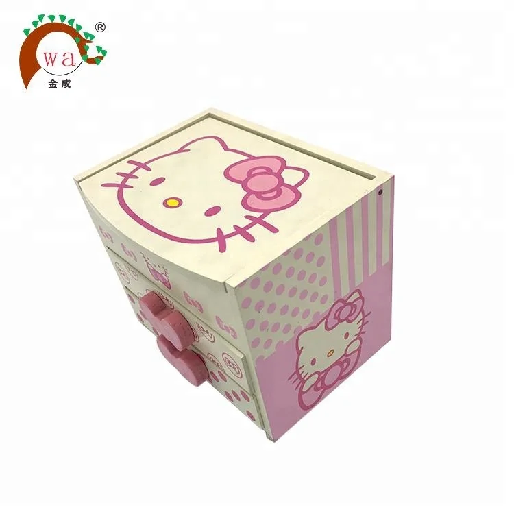 
Custom wooden hello kitty jewelry storage box for jewelry toy 
