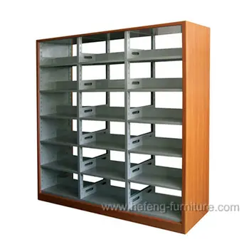 Library Furniture Wooden Plate Rack Shelf Modern Bookshelf Design