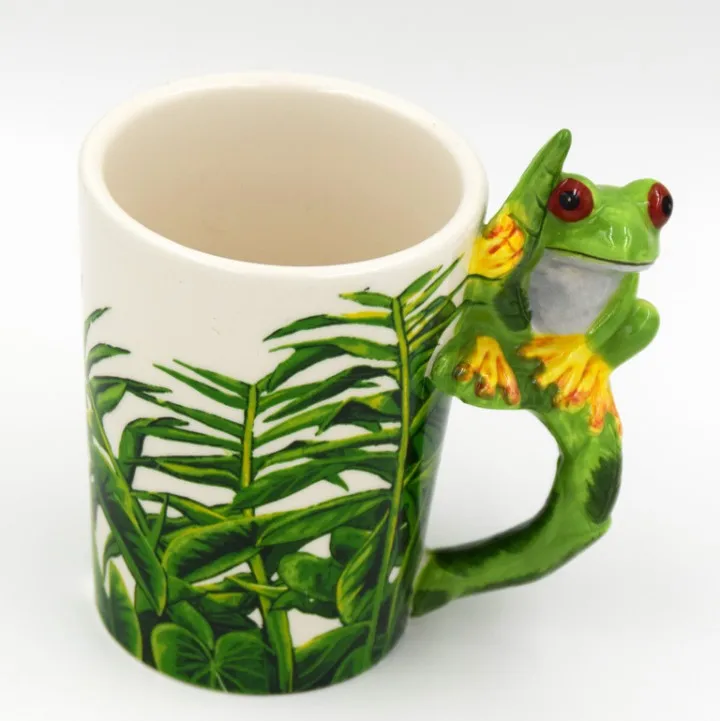 

3D Coffee Mug Wildlife Series Ceramic Hand painted Animal Frog Mugs, Picture shows