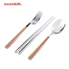 Everich 2019 New Styles Tableware Stainless Steel Eco Knife Fork Bar Metal Spoon Camping Copper Plating Suit Bottle Tableware