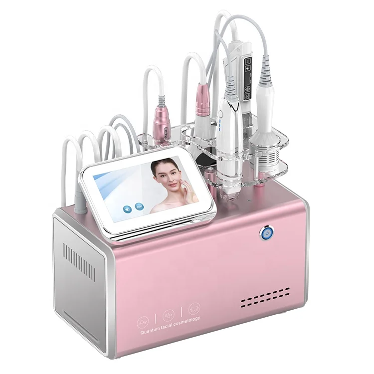 

2021 New Product 5 In 1 Multifunction Thermolift RF EMS Mesotherapy Facial Beauty Machine With Bionic RF Clip, Pink