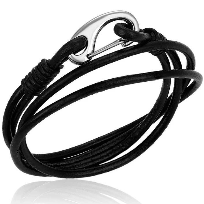 

bangle-231 Xuping black bf men bangle stainless steel, cheap leather bracelets, mens leather bracelet, Rhodium color