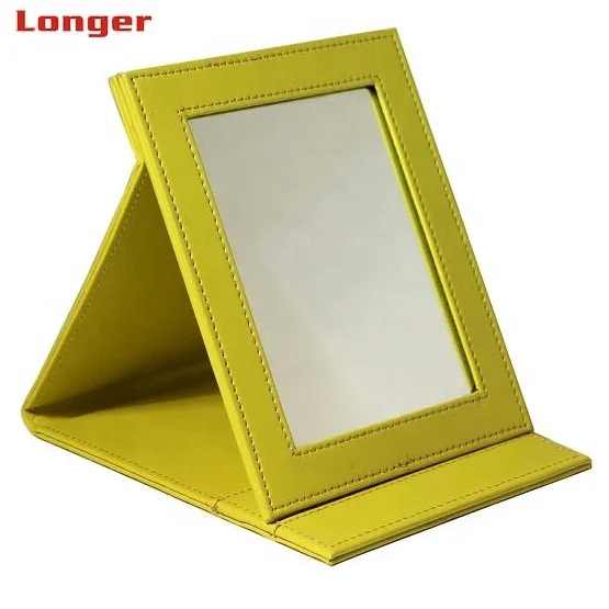 

Home decor portable desktop leather folding mirrors, Customized