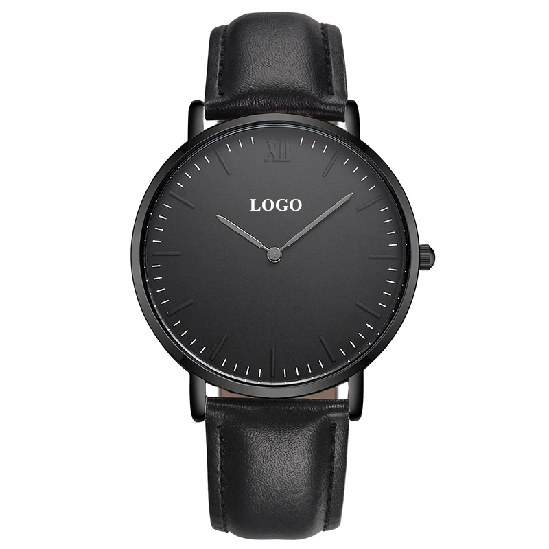 Custom OEM Watch Personal Name Branding Face Design Man Watch Print Your Logo Leather Watch for Men
