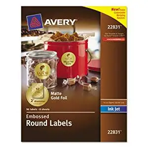Avery Round Labels, 2 inch dia, Gold Foil, 96/Pack