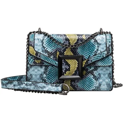 

2021 New fashion PU leather snakeskin shoulder bag chain cross body bag for women
