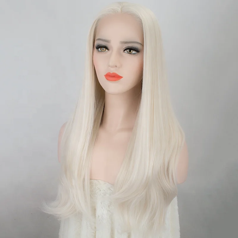 

Aliblisswig High Quality Long Straight Heat OK Synthetic Lace Front Wig Glueless Platinum Blonde Lace Front Synthetic Hair Wigs, #60 platinum blonde lace front wigs