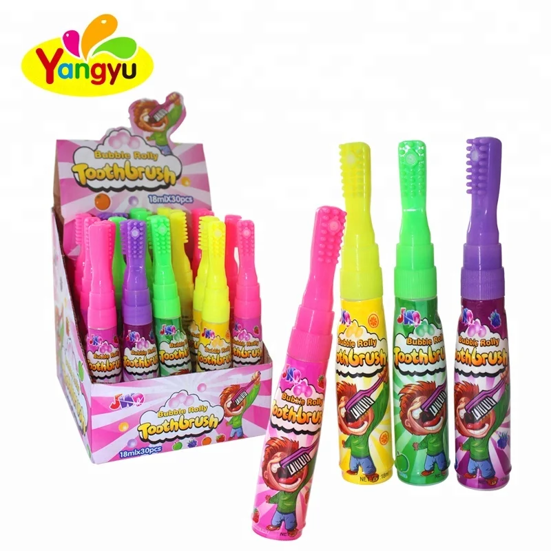 
halal toothbrush shape candy fruit favor spray candy multi color liquid candy 