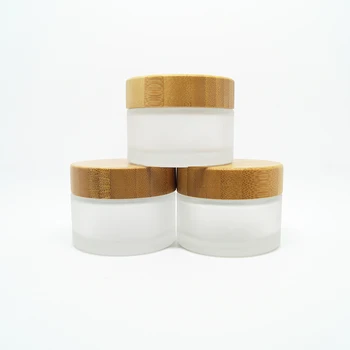 Download Bamboo Lid Glass Cosmetic Jar 50 Ml Frosted Glass Cosmetic ...