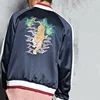 OEM service mens custom satin tiger back embroidered bomber jacket