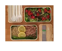 

biodegradable doublelayers portable leakproof foodcontainer japan lunch box bento with cutlery for teens and adults