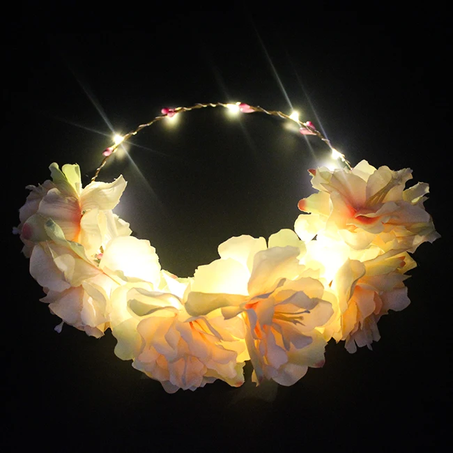 Party Decoration Wedding Led Flashing Light Up Flower Crown Headband ...