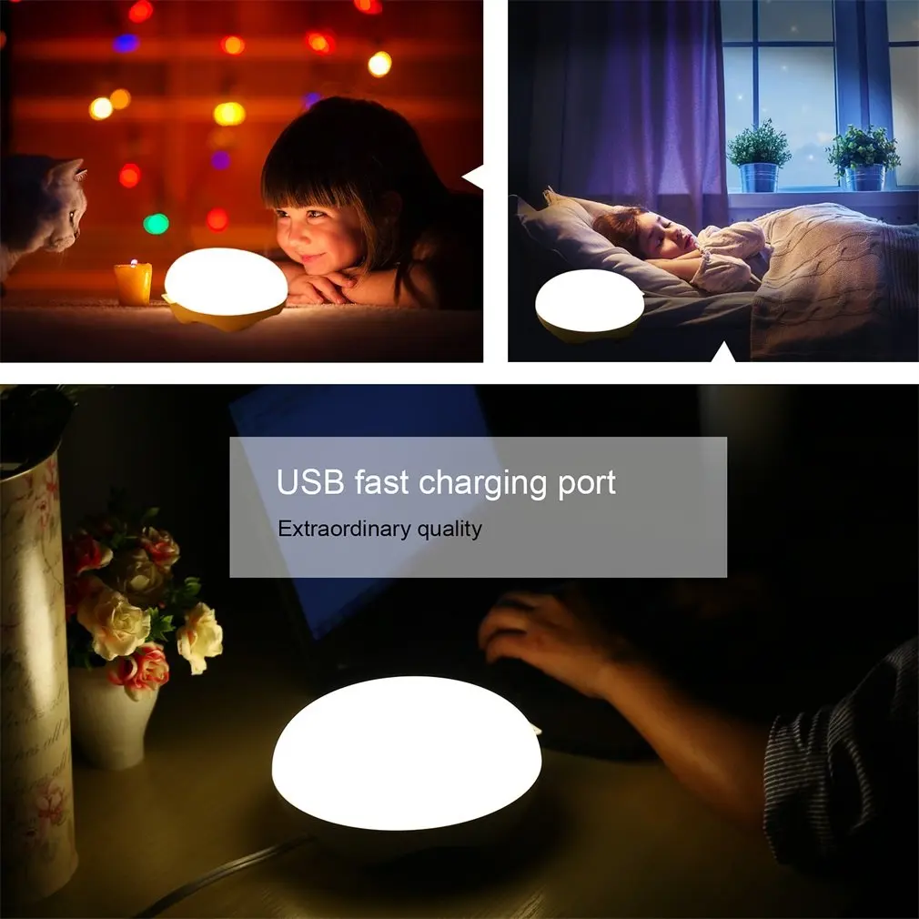Bedside Lamp,ICOCO Motion Sensor Table Lamp Rechargeable Mood Lamp,Multicolor Dimmable Night Light with USB Charger for Kids, Baby Gift, Living Room, Bedroom, Reading, Outdoor