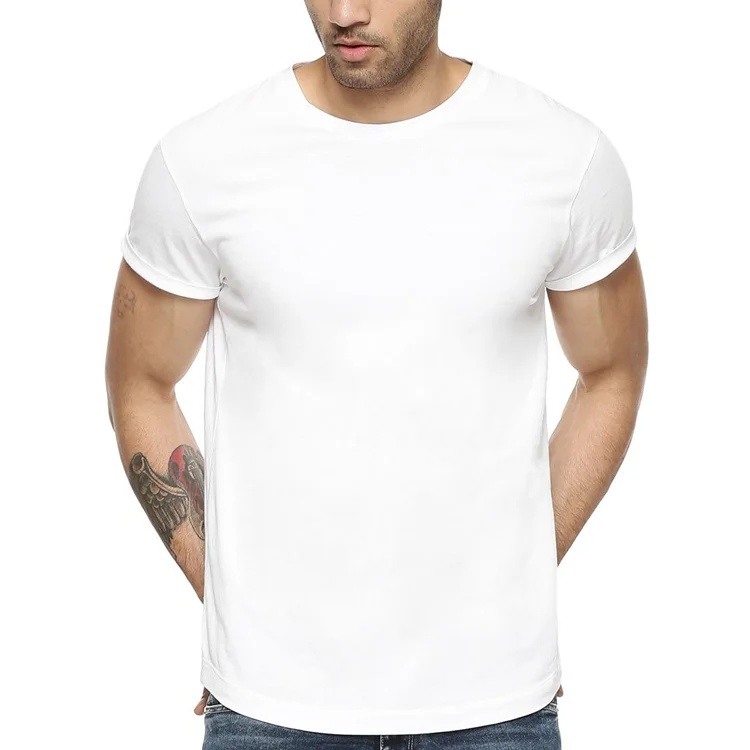 

Bulk Wholesale Curved Hem Blank Fitted Cotton Solid T-shirt Men