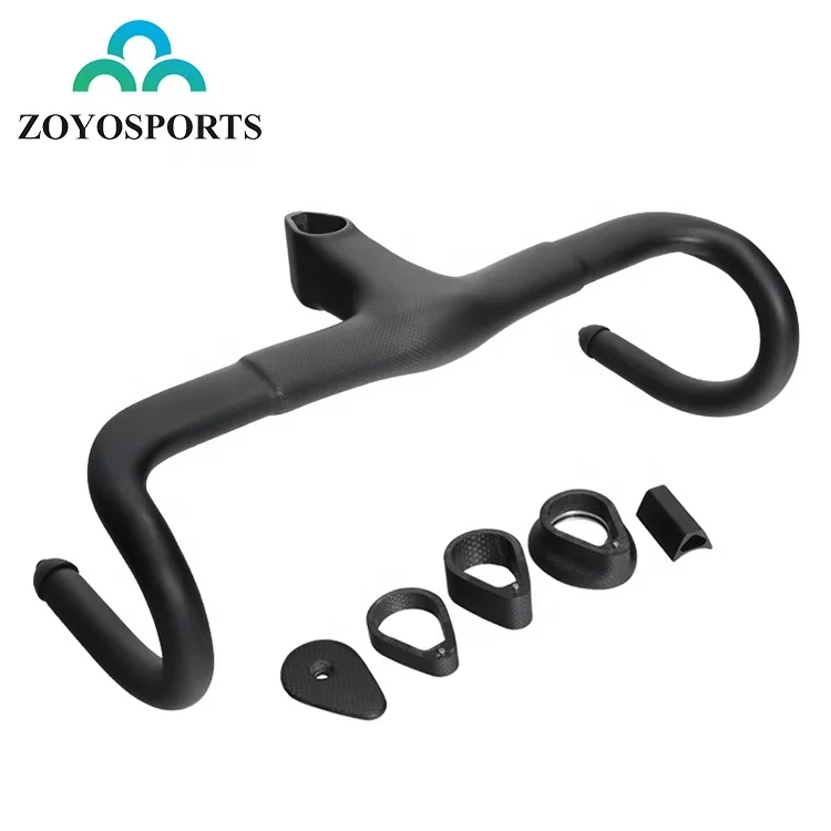 

ZOYOSPORTS Full Carbon Fiber Road Bike Bicycle Handlebar With Stem 400/420/440mm Superior Quality Cycling Handlebar, Black/ can be customized