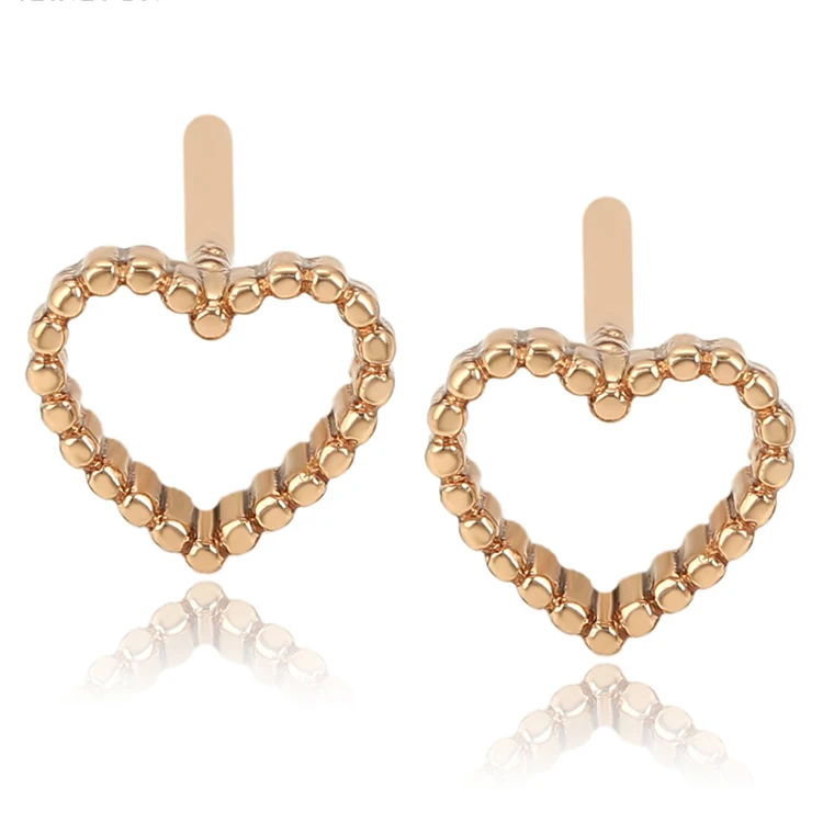 

98550 Xuping fashion wholesale boucle d'oreille heart shaped design gold girls stud earrings