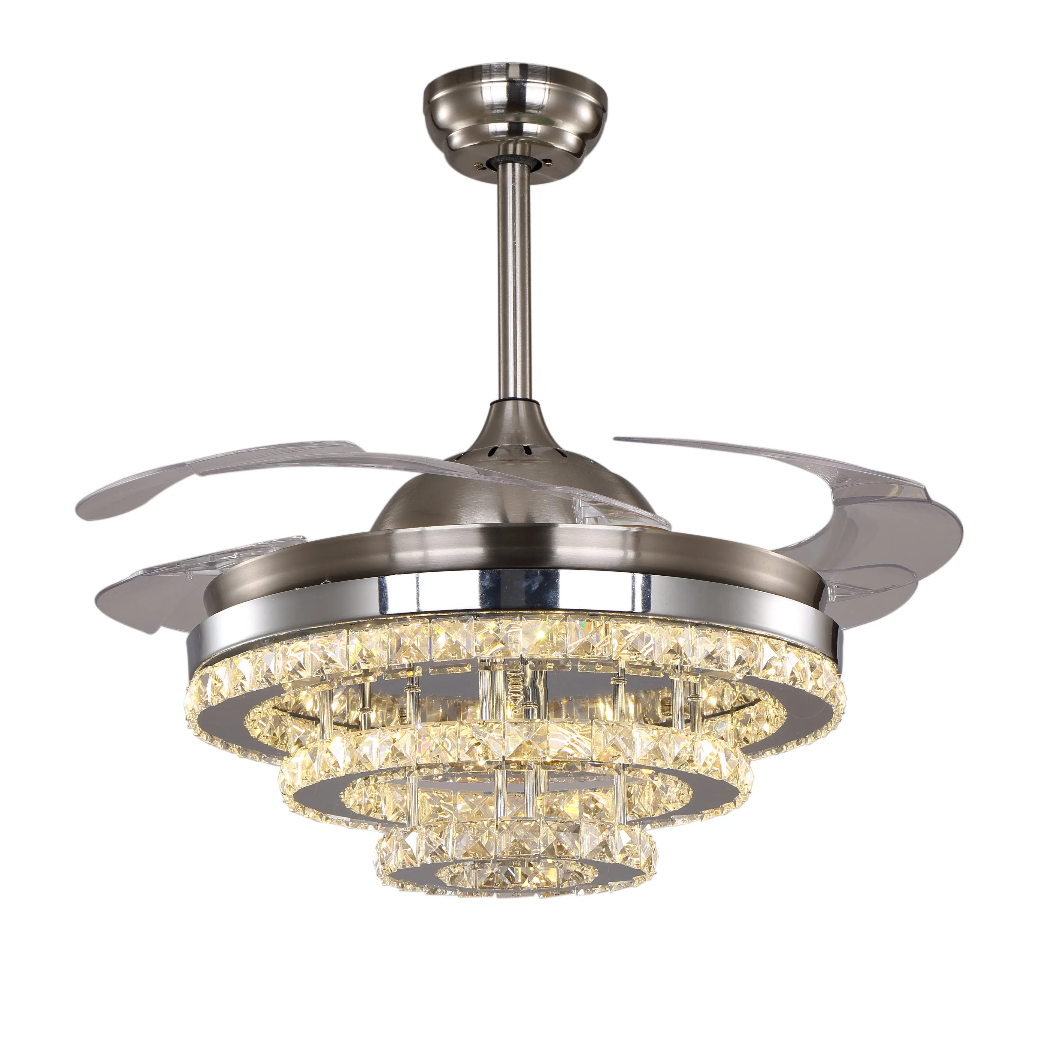 Luxury Crystal Ceiling Fan 42inch Transparent Blades Ceiling Fas