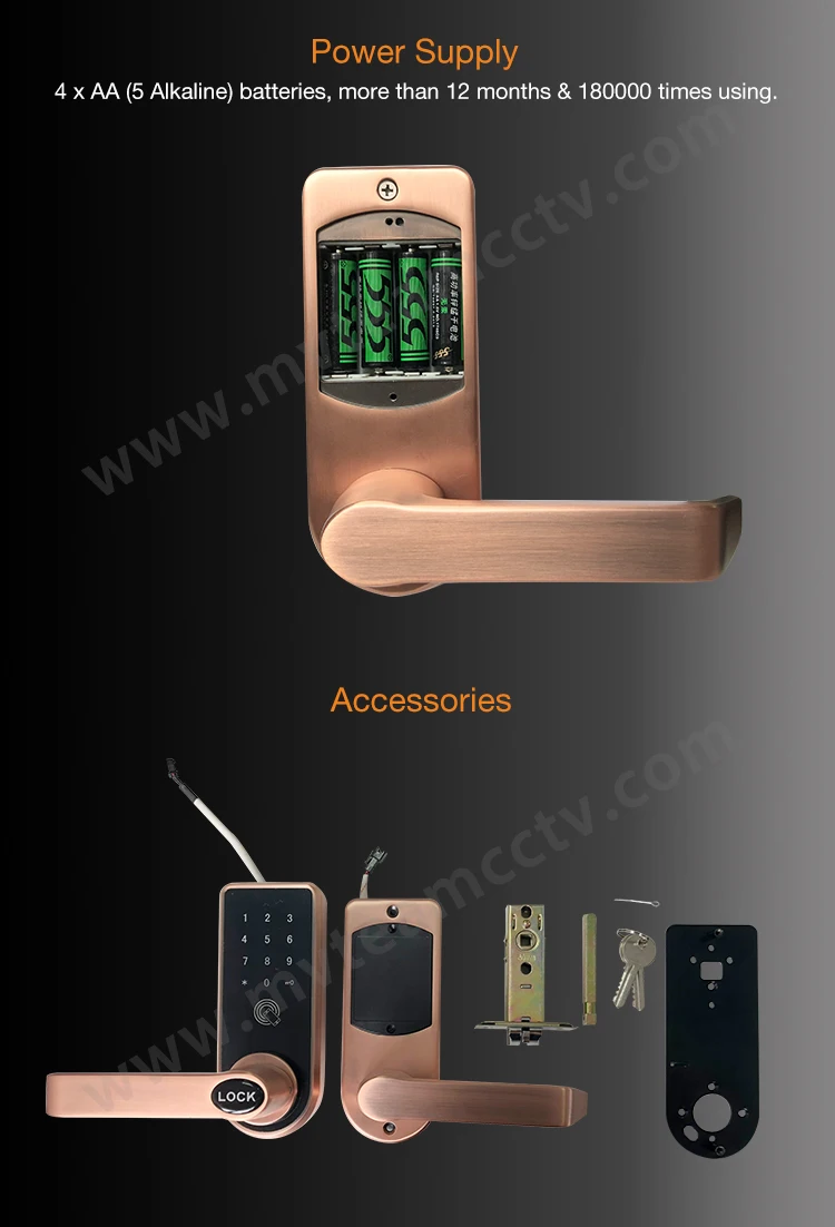 Smart Bedroom Door Lock Password Card Digital APP Bluetooth Unlock American Door Lock With American Standard Deadbolt