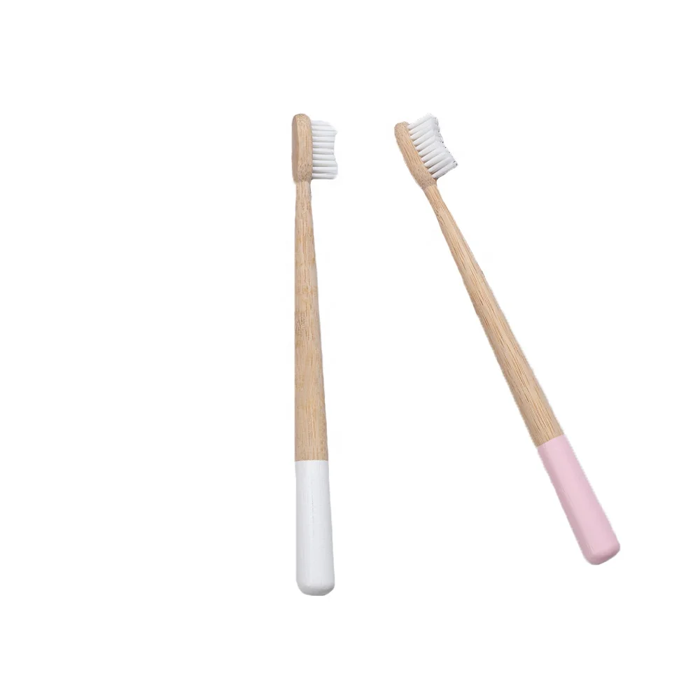 

New Style Round Handle Environmental Protection Bamboo Toothbrush, White or pink