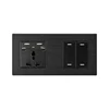 FIKO Hotel room type 86 black brushed panel universal three plug with light touch two power switches