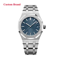 

Custom brand all stainless steel Japanese quartz movement mineral crystal 5ATM date luminous mens luxury watches