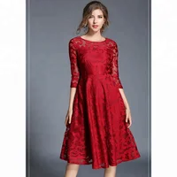 

A Line Dress Plus Size Dress Modern Casual Slim Fashion Mandarin Collar Red Long Dress