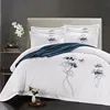 White Embroidery Hotel Bedding set Queen/King comforter Egypt Cotton Luxury Bed set Flat sheet Duvet cover Bedlinen set