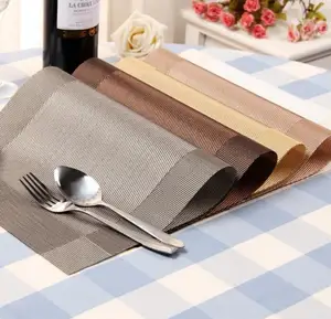 Image of Placemats Washable PVC Dining Table Mats Heat Resistant Sustainable Woven Vinyl Place Mats for Kitchen Table Set of 5 Colors