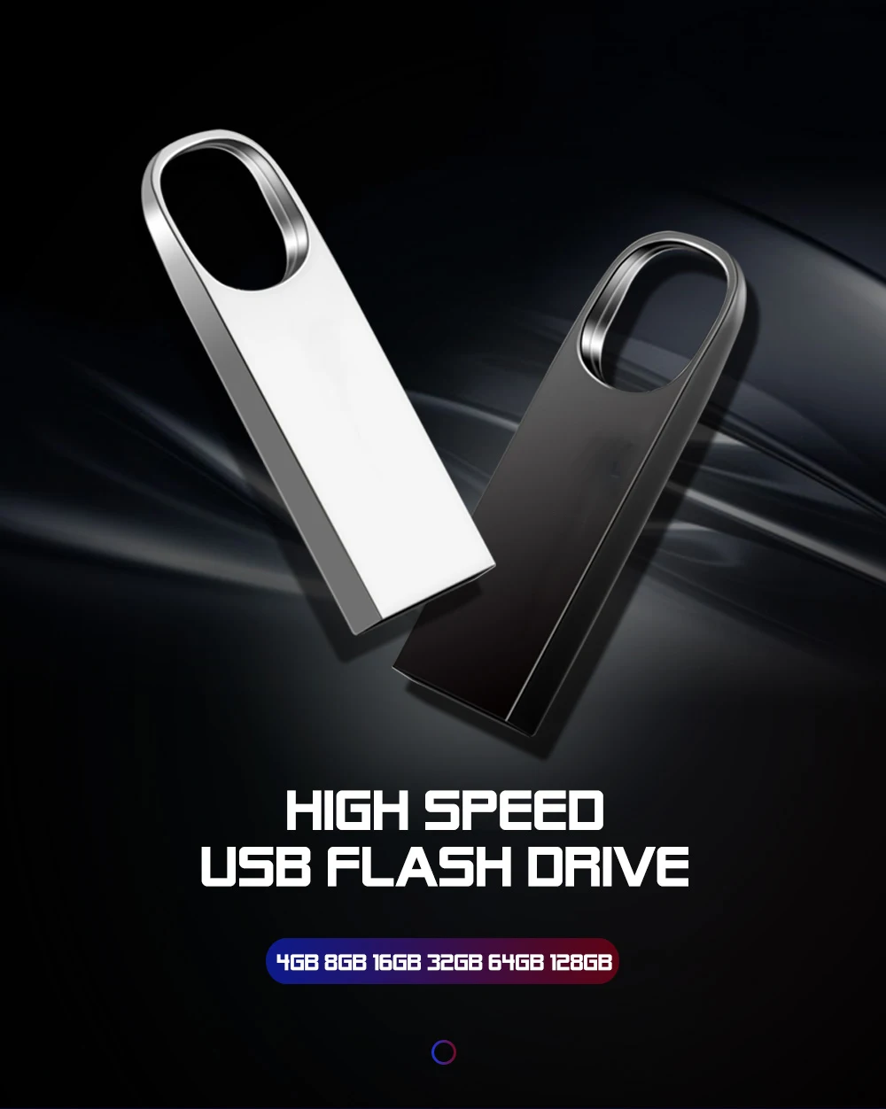 Waterproof Metal Silver usb flash drive pen drive 64GB 32GB 16GB 8GB 4GB pendrive with key ring u disk memory disk usb 2.0 - ANKUX.COM