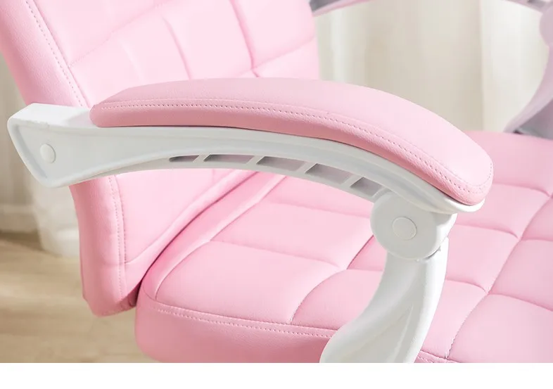 Luxury Pink Leather Reclining Office Chair High Back Comfortable Boss
