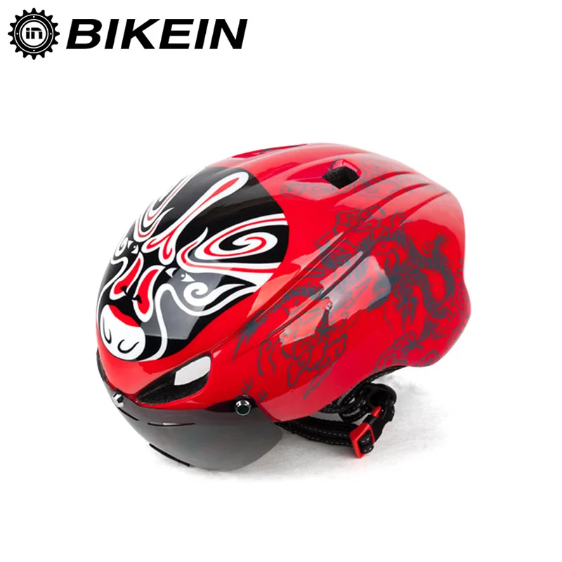 

BIKEIN Peking Opera Cycling Bike Safety Rear Light Helmet Mountain Bicycle Integrally-molded Helmets With Goggles For Men Women