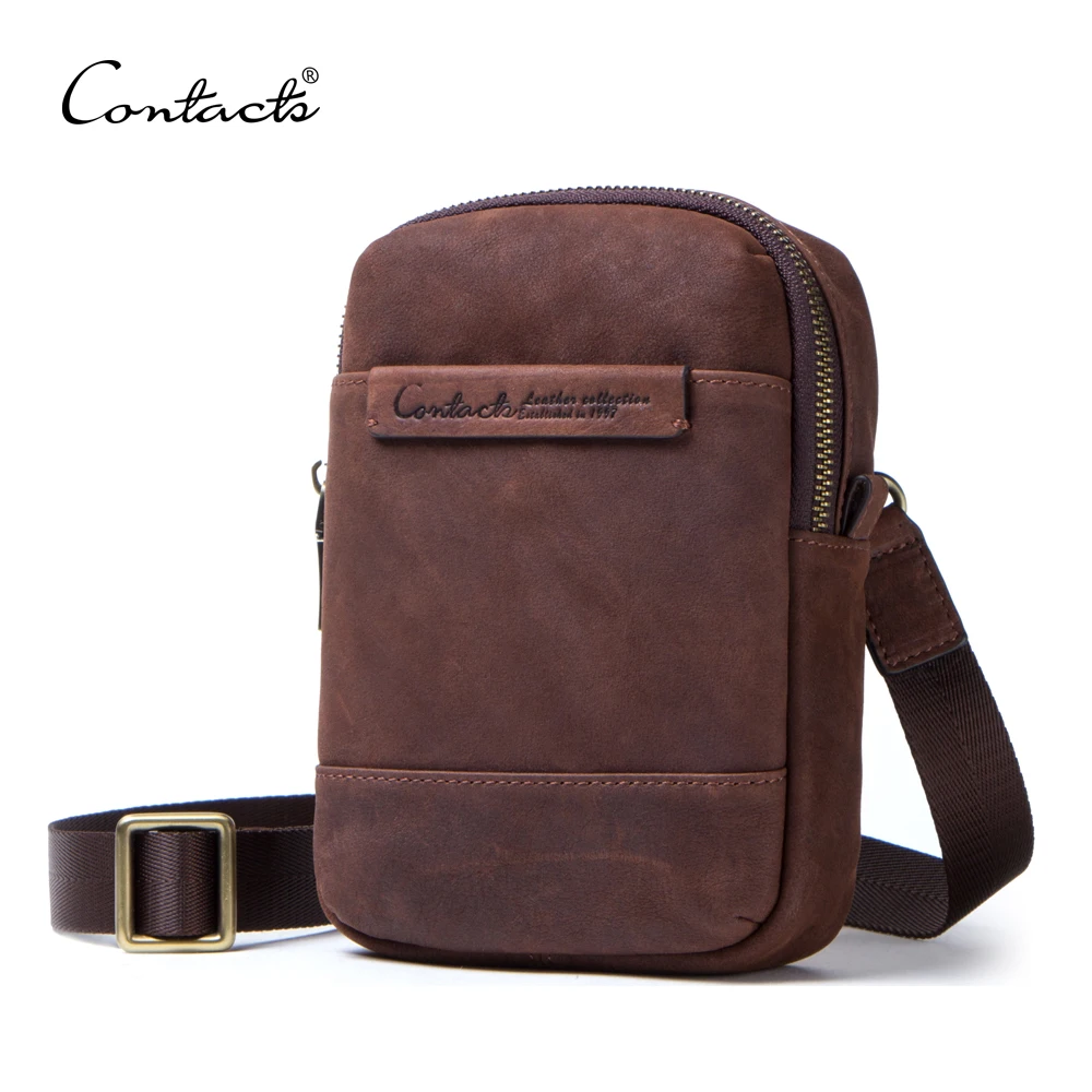 

contact's drop ship wholesale vintage card passport mobile phone pockets genuine leather men messenger bags crossbody, Black, brown or customized