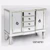 glass finished storage bedroom furniture mirrored 4-drawer cabinet, 2-door mirrored cabinet