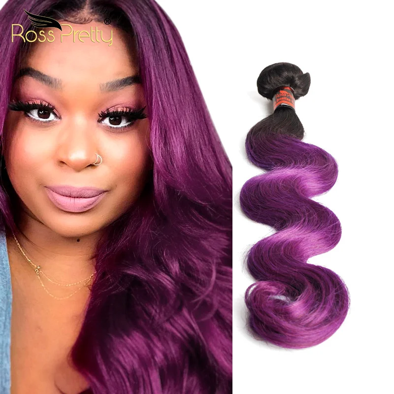 
Ross Pretty Top Sale High Quality 1b Purple Remy Body Wave Color Slavic 100% Human Hair Extensions Wholesale 