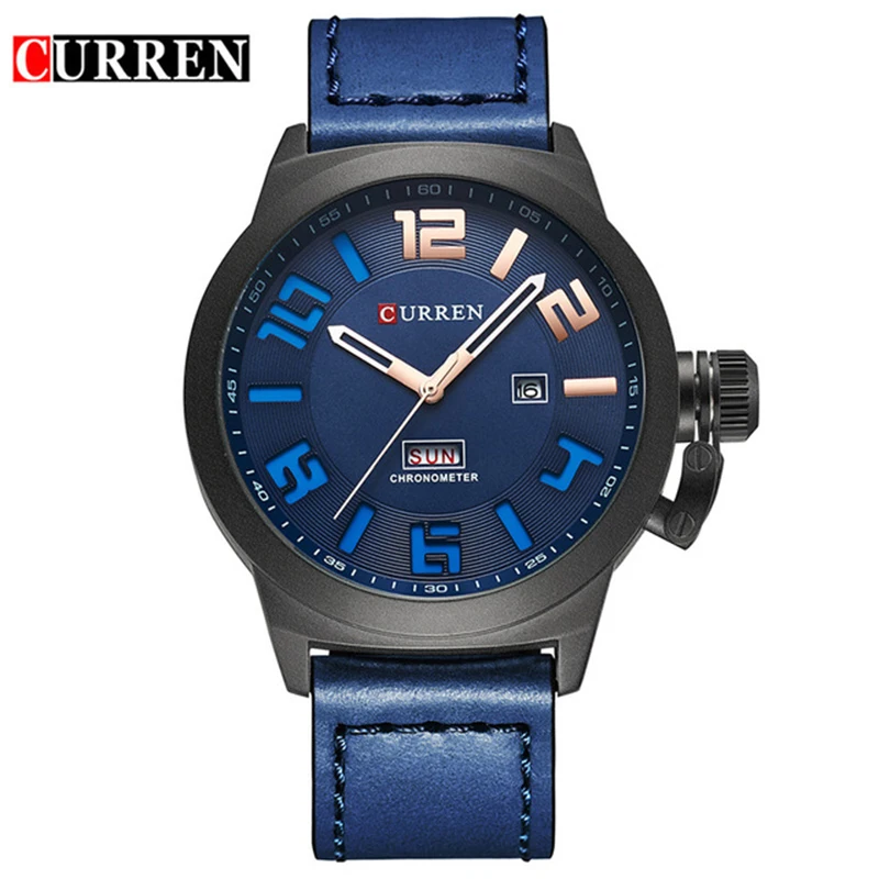 

Curren 8270 Brand New Men Wrist Watches Leather Strap Male Business Date Week Clock Military Big Dial Luxury Hand Quartz Watch