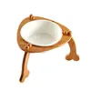 Elevated Dog Bowl Ceramic Pet Bowl Elevated Pet Water Bowl Detachable Bamboo Frame