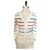 Ladies 100% cotton stripes button down open cardigans
