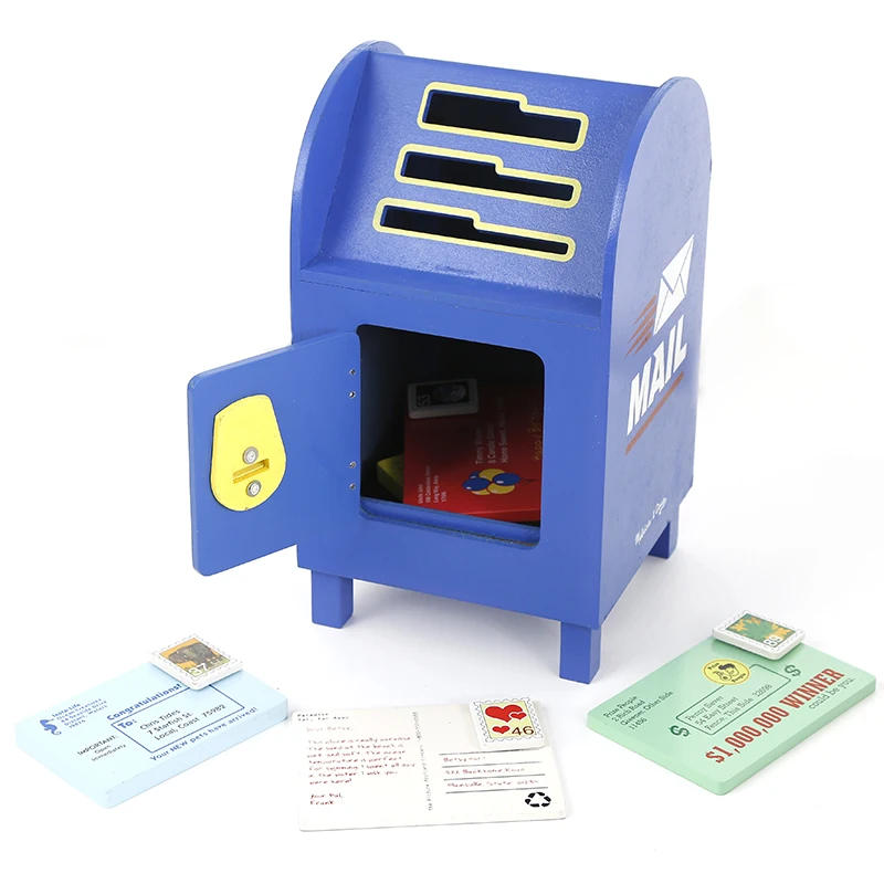 Wholesale funny baby wooden mailbox toy box best design wooden envelope mailbox  educational toys box for kids