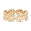 Luxury women finger jewelry micro pave cubic zirconia gold leaf ring