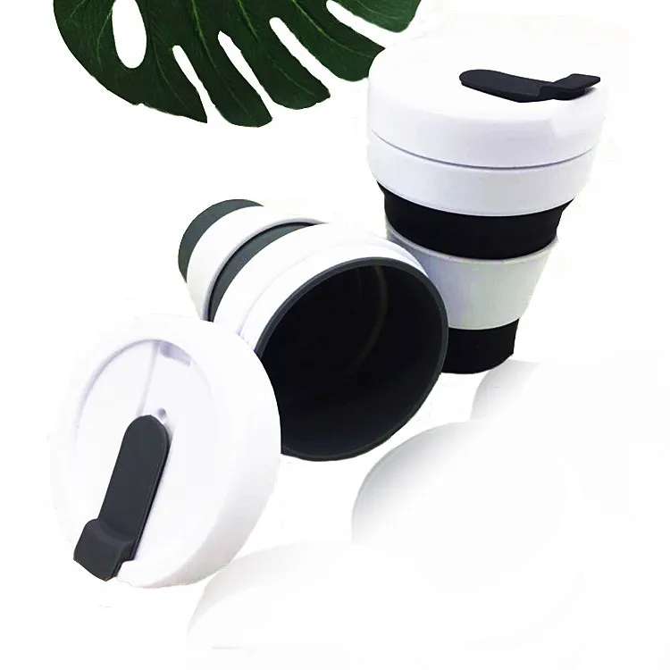 

Silicone Folding Camping Cup Sport Bottle with Lids with straw, Customized color