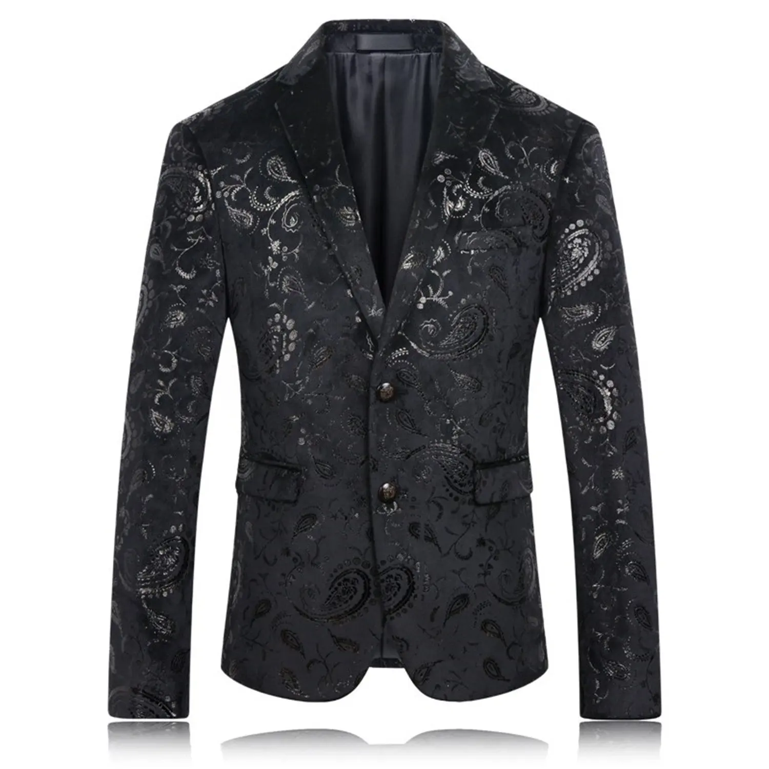 Wofupowga Mens Long Sleeve Paisley Button Up Slim Fit Thin Printed Shirts